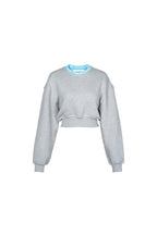 Grey Cropped Sweatshirt with a Round Neck - ANN ANDELMAN