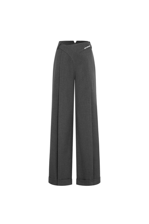 Grey Crossover Waistband Trousers - ANN ANDELMAN