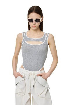 Grey Deconstructed Bodysuit - ANN ANDELMAN