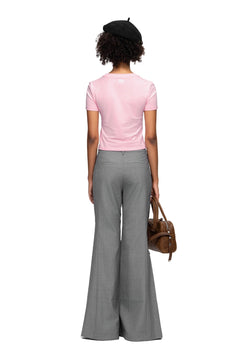 Grey Deconstructed High - Rise Flared Trousers - ANN ANDELMAN