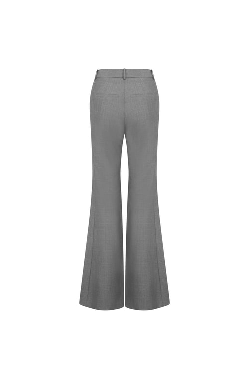Grey Deconstructed High - Rise Flared Trousers - ANN ANDELMAN