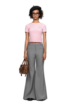 Grey Deconstructed High - Rise Flared Trousers - ANN ANDELMAN