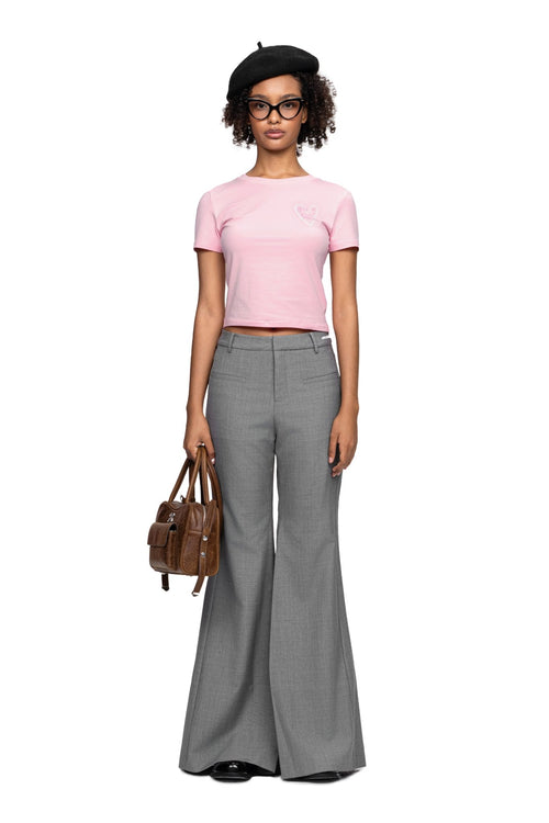 Grey Deconstructed High - Rise Flared Trousers - ANN ANDELMAN
