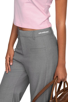 Grey Deconstructed High - Rise Flared Trousers - ANN ANDELMAN