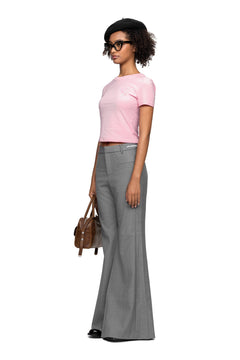 Grey Deconstructed High - Rise Flared Trousers - ANN ANDELMAN
