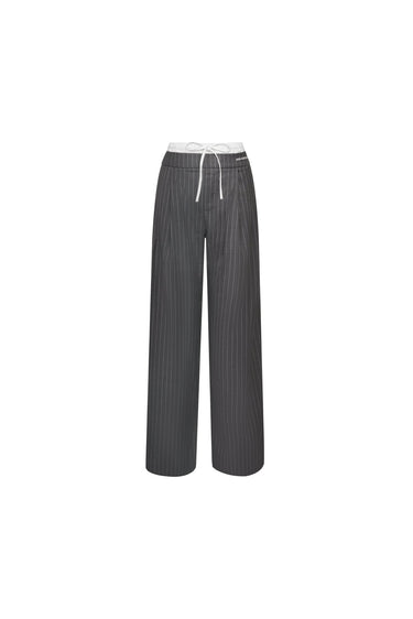Grey Drawstring Double - waistband Trousers - ANN ANDELMAN