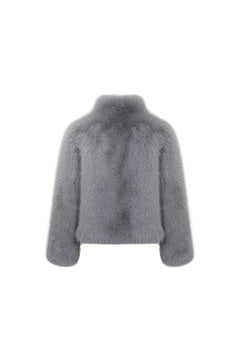 Grey Faux Fur Short Coat - ANN ANDELMAN