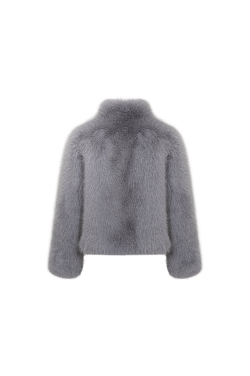 Grey Faux Fur Short Coat - ANN ANDELMAN