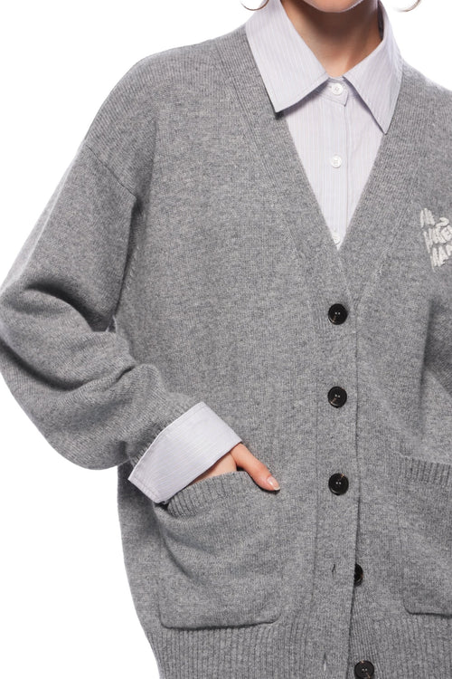 Grey Faux Two - piece Knit Top With Patchwork Shirt - ANN ANDELMAN