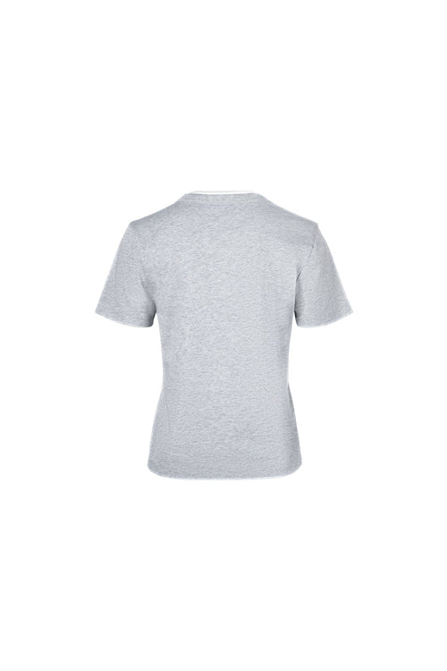 Grey Faux Two - piece Logo Short Sleeve T - shirt - ANN ANDELMAN