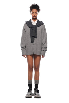 Grey Faux Two - piece Shawl Hooded Cardigan - ANN ANDELMAN