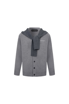 Grey Faux Two - piece Shawl Hooded Cardigan - ANN ANDELMAN