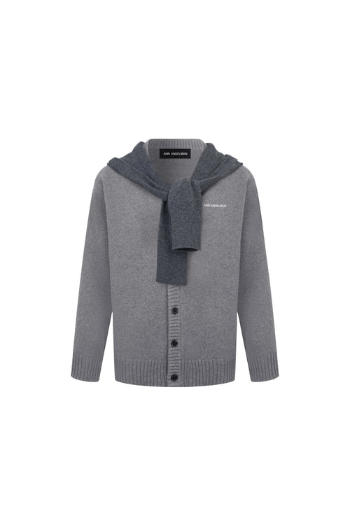 Grey Faux Two - piece Shawl Hooded Cardigan - ANN ANDELMAN