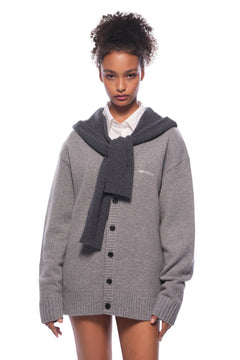 Grey Faux Two - piece Shawl Hooded Cardigan - ANN ANDELMAN