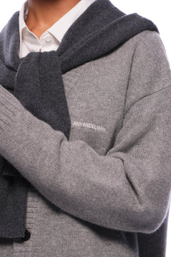 Grey Faux Two - piece Shawl Hooded Cardigan - ANN ANDELMAN