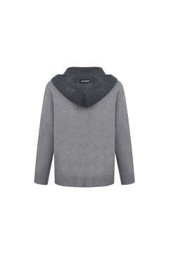 Grey Faux Two - piece Shawl Hooded Cardigan - ANN ANDELMAN