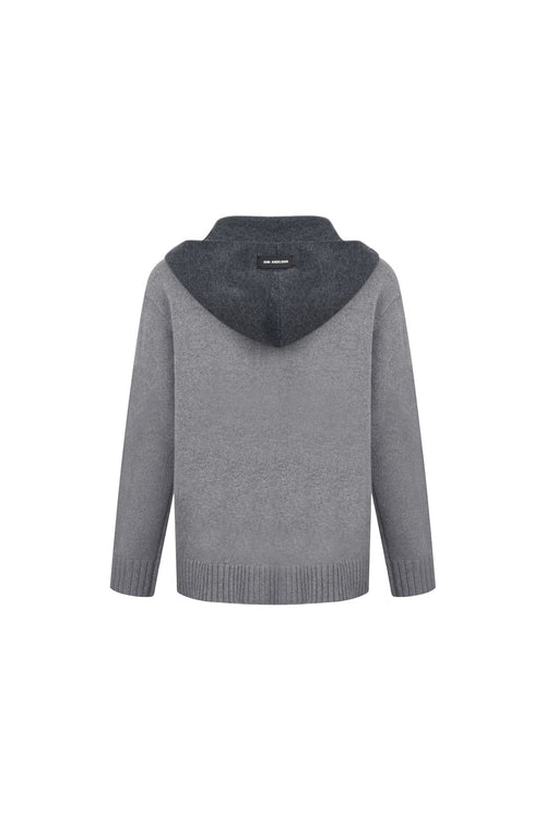 Grey Faux Two - piece Shawl Hooded Cardigan - ANN ANDELMAN