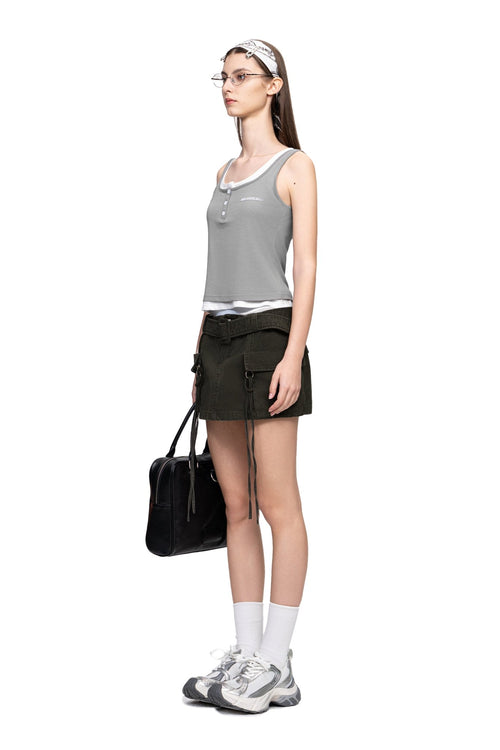 Grey Faux Two - Piece Square Neck Vest - ANN ANDELMAN