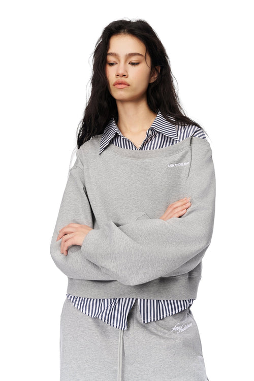Grey Faux Two - Piece Sweatshirt - ANN ANDELMAN