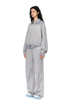 Grey Faux Two - Piece Sweatshirt - ANN ANDELMAN