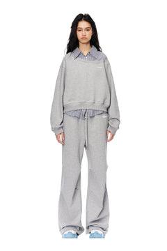 Grey Faux Two - Piece Sweatshirt - ANN ANDELMAN