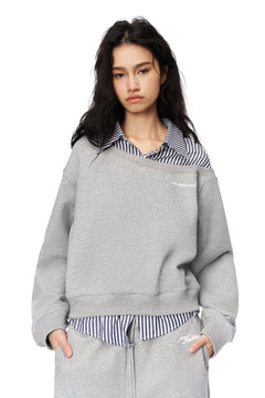 Grey Faux Two - Piece Sweatshirt - ANN ANDELMAN