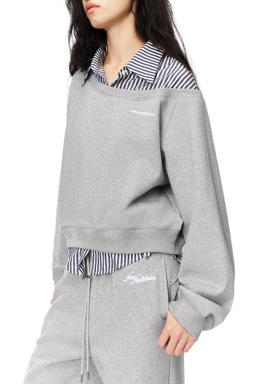 Grey Faux Two - Piece Sweatshirt - ANN ANDELMAN