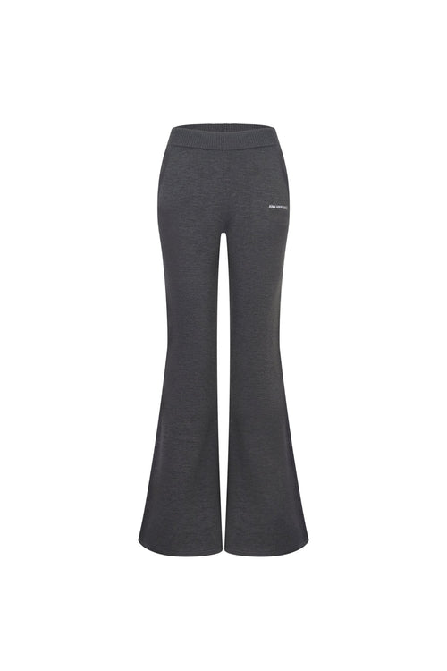 Grey Flared Knit Trousers - ANN ANDELMAN