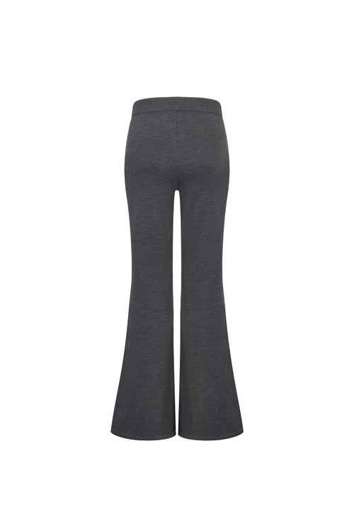Grey Flared Knit Trousers - ANN ANDELMAN