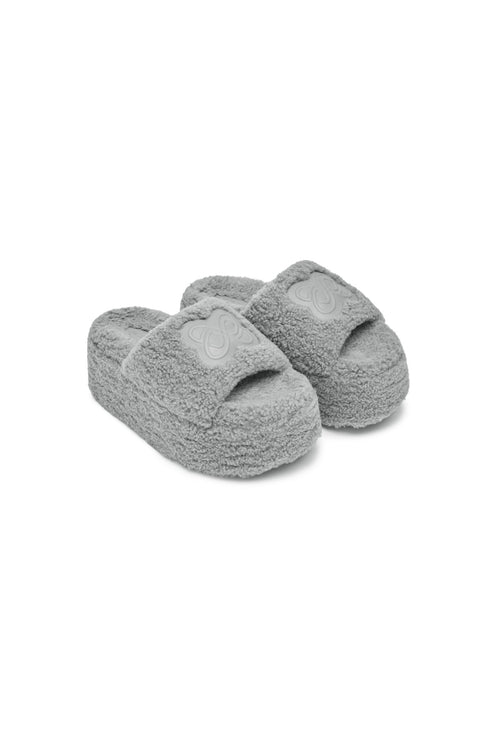 Grey Fluffy Slippers - ANN ANDELMAN