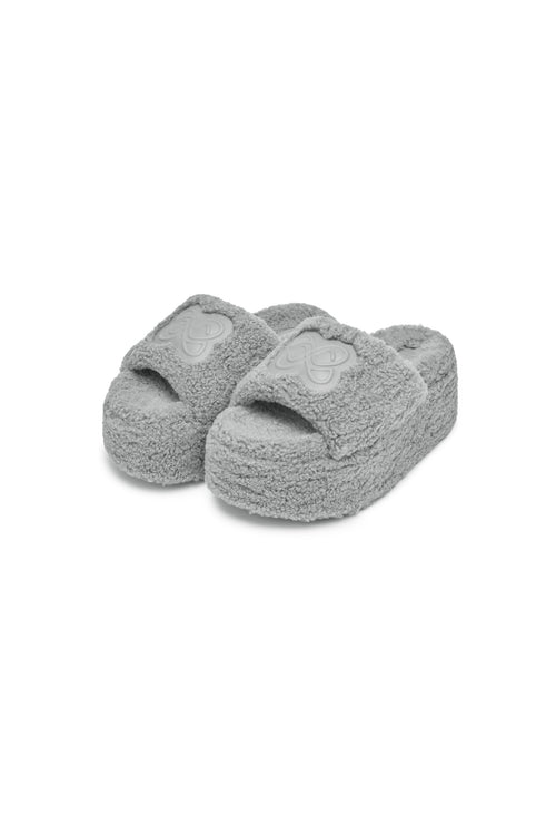 Grey Fluffy Slippers - ANN ANDELMAN