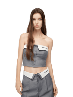 Grey Fold - over Suit Tube Top - ANN ANDELMAN