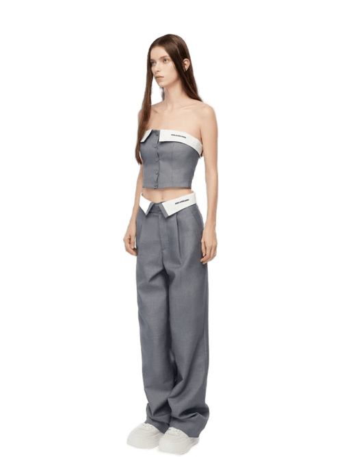 Grey Fold - over Suit Tube Top - ANN ANDELMAN