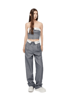 Grey Fold - over Suit Tube Top - ANN ANDELMAN