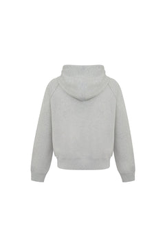 Grey Hooded Letter Print Sweatshirt Jacket - ANN ANDELMAN