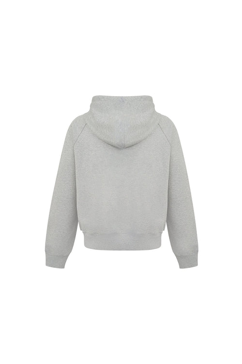Grey Hooded Letter Print Sweatshirt Jacket - ANN ANDELMAN