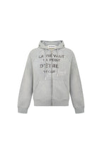 Grey Hooded Letter Print Sweatshirt Jacket - ANN ANDELMAN