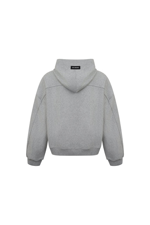 Grey Hooded Sweatshirt Jacket - ANN ANDELMAN