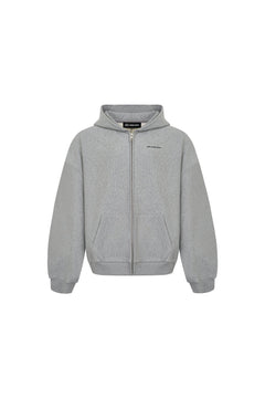 Grey Hooded Sweatshirt Jacket - ANN ANDELMAN