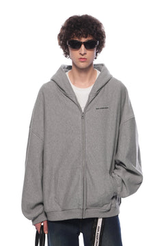 Grey Hooded Sweatshirt Jacket - ANN ANDELMAN