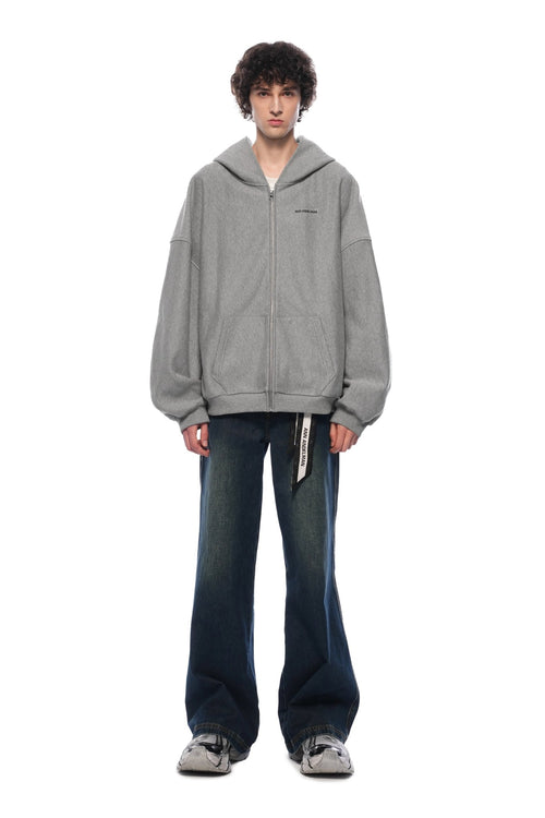 Grey Hooded Sweatshirt Jacket - ANN ANDELMAN