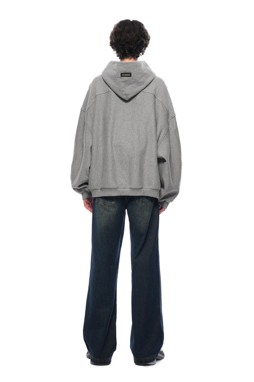 Grey Hooded Sweatshirt Jacket - ANN ANDELMAN