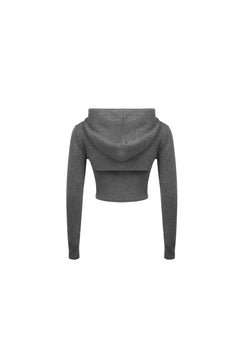 Grey Knitted Two - piece Hoodie (Top and Strap Tank Top) - ANN ANDELMAN