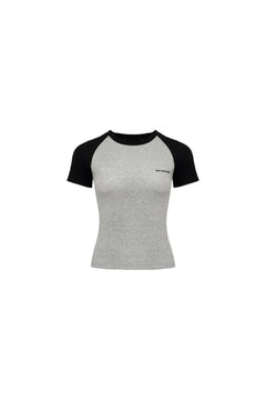 Grey LOGO Raglan Short Sleeves - ANN ANDELMAN