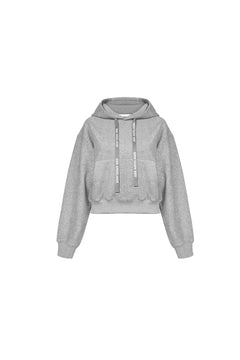 Grey Logo - tape Thickened Sport Hoodie - ANN ANDELMAN