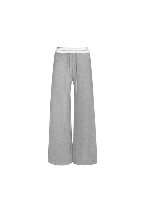 Grey Logo - tape Thickened Sports Pants - ANN ANDELMAN