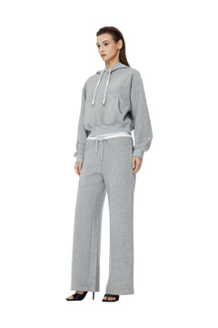 Grey Logo - tape Thickened Sports Pants - ANN ANDELMAN