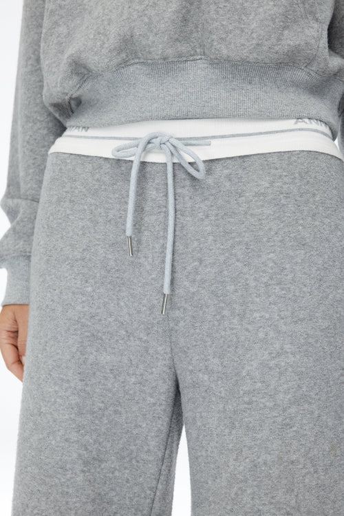 Grey Logo - tape Thickened Sports Pants - ANN ANDELMAN