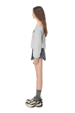 Grey Off - Shoulder Sweatshirt - ANN ANDELMAN
