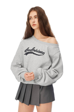 Grey Off - Shoulder Sweatshirt - ANN ANDELMAN